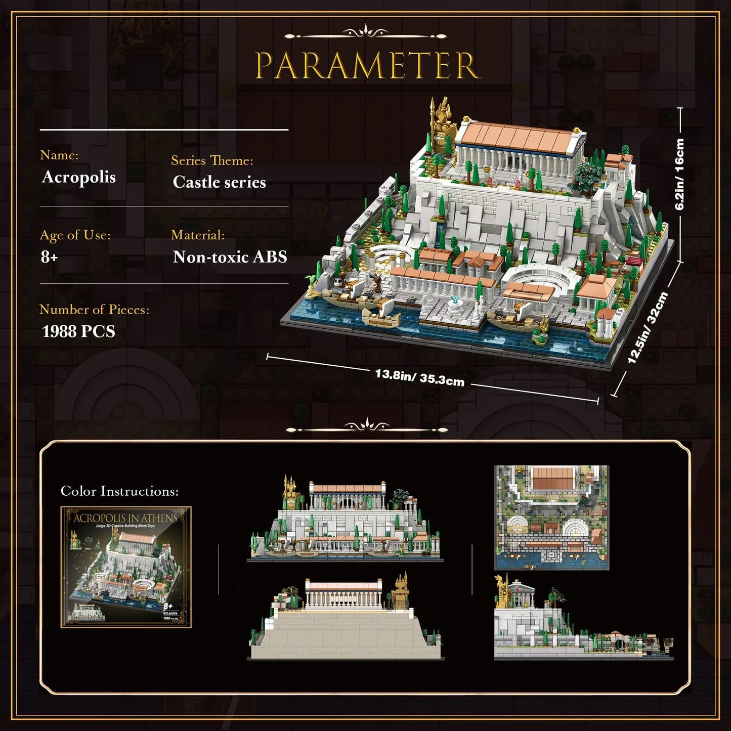 1988PCS Architecture Acropolis of Athens Building Blocks Set Landmark Collection