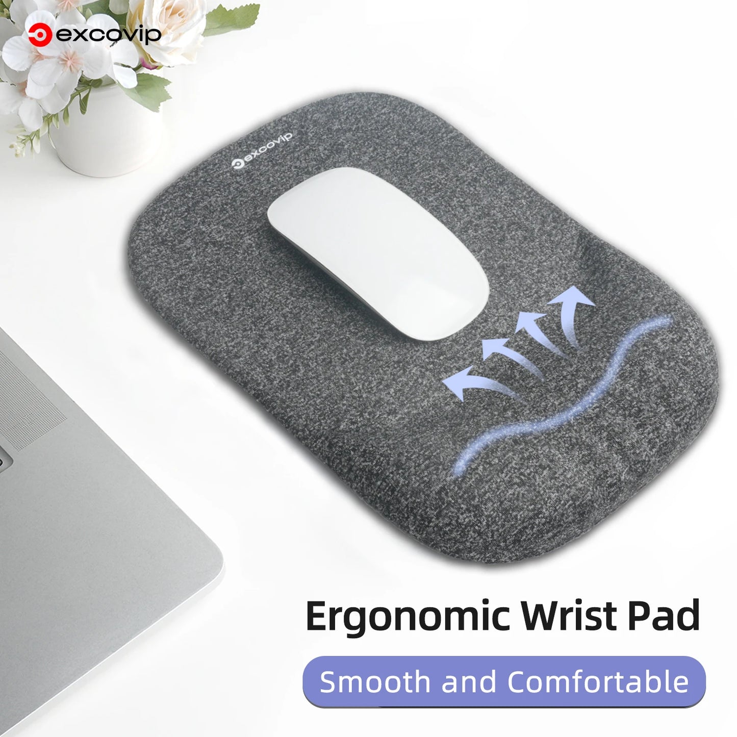 EXCO Silicone Wrist Rest Mouse Pad Large Non-Slip PU Base Ergonomic Support Mousepad for Office Pain Relief Laptop Computer Home
