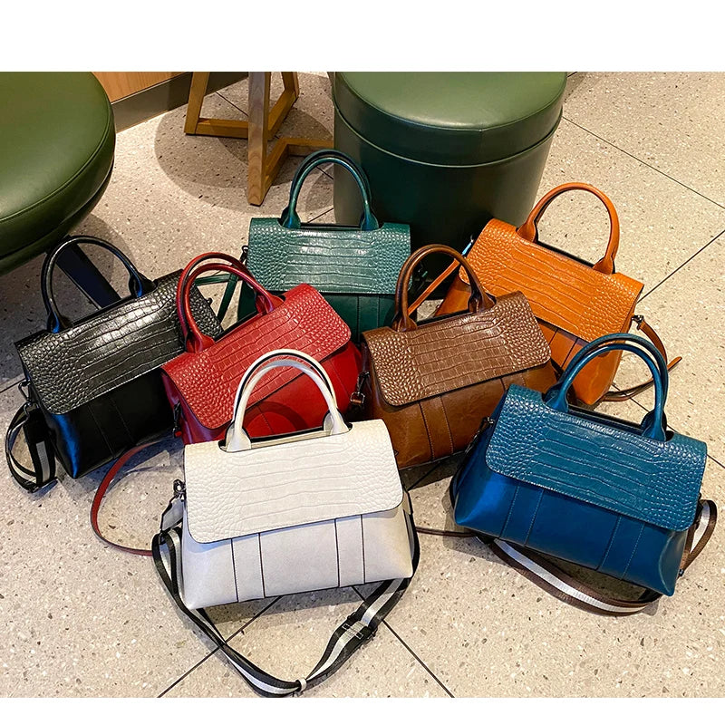 Women's Cow Real Leather Crossbody Bag Female Cowhide Designer Luxury Shoulder Bags Ladies Casual Retro Large Capacity Handbag