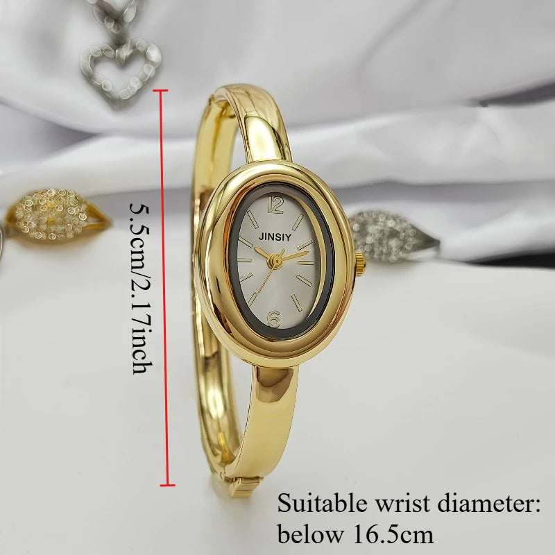 Luxury Gifts Gold Quartz Watch Famous Brand Women Bracelet Watches Fashion Oval Bathtub Shaped Wristwatches Dropshipping Clock
