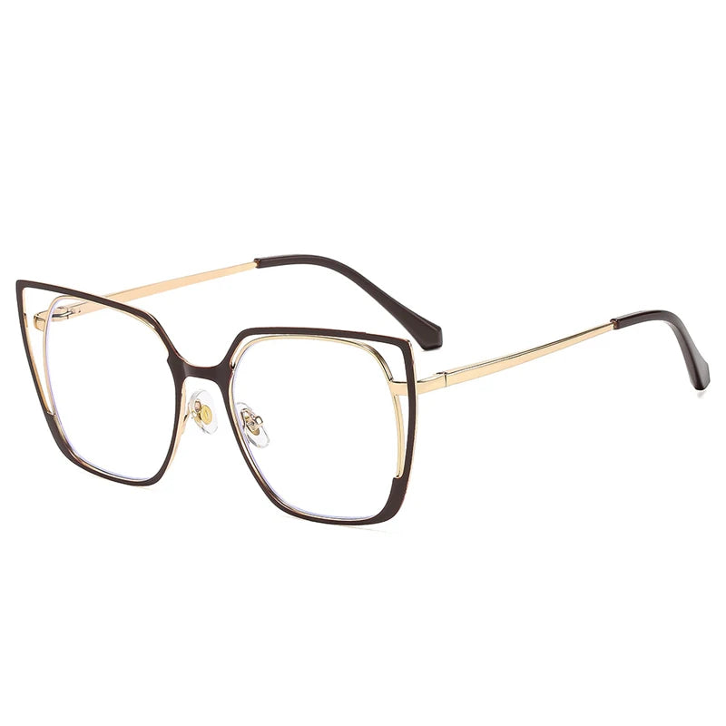 JNPCXI New Square Hollow Out Large Frame Flat Mirror 2026 New Anti Blue Light Fashion Glasses Frame