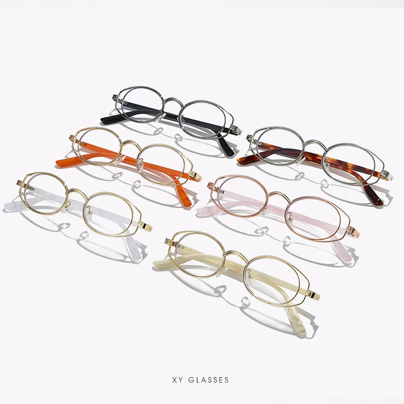 JNPCXI New Vintage Double-circle Oval Glasses Frame Men Optical Prescription Eyeglasses Women Luxury Eyewear