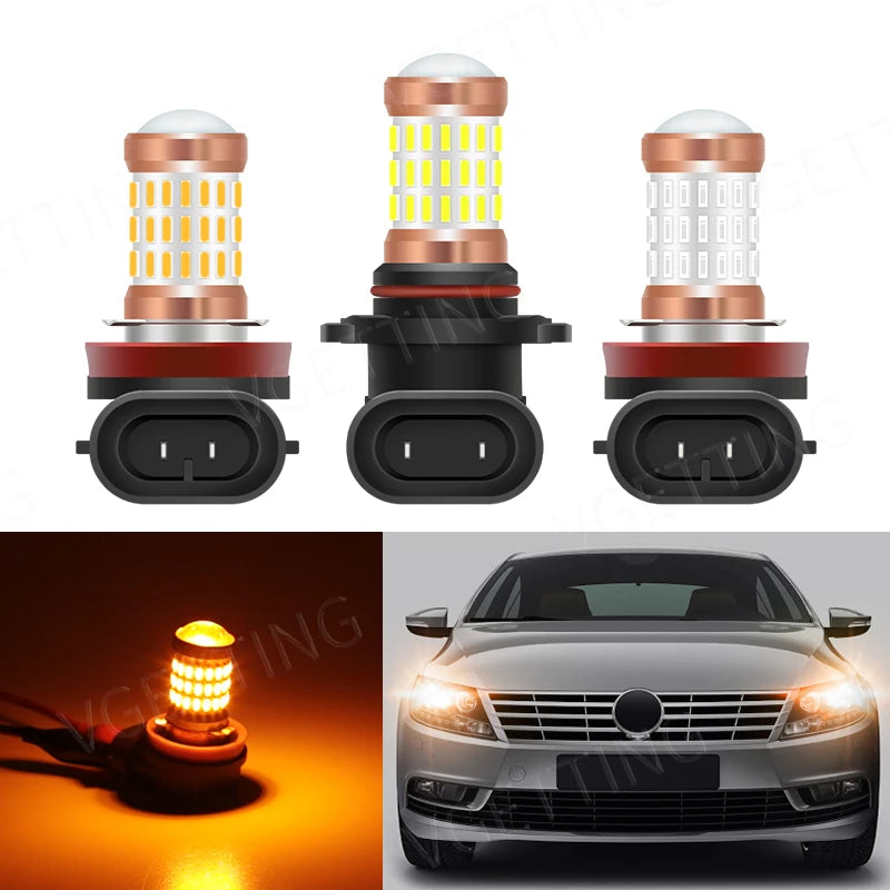 2PCS LED Fog Lamp H11 9006 12V 4W Fog Light Bulbs White Yellow Red Car Led Fog Light Bulb Waterproof Universal Car Accessories