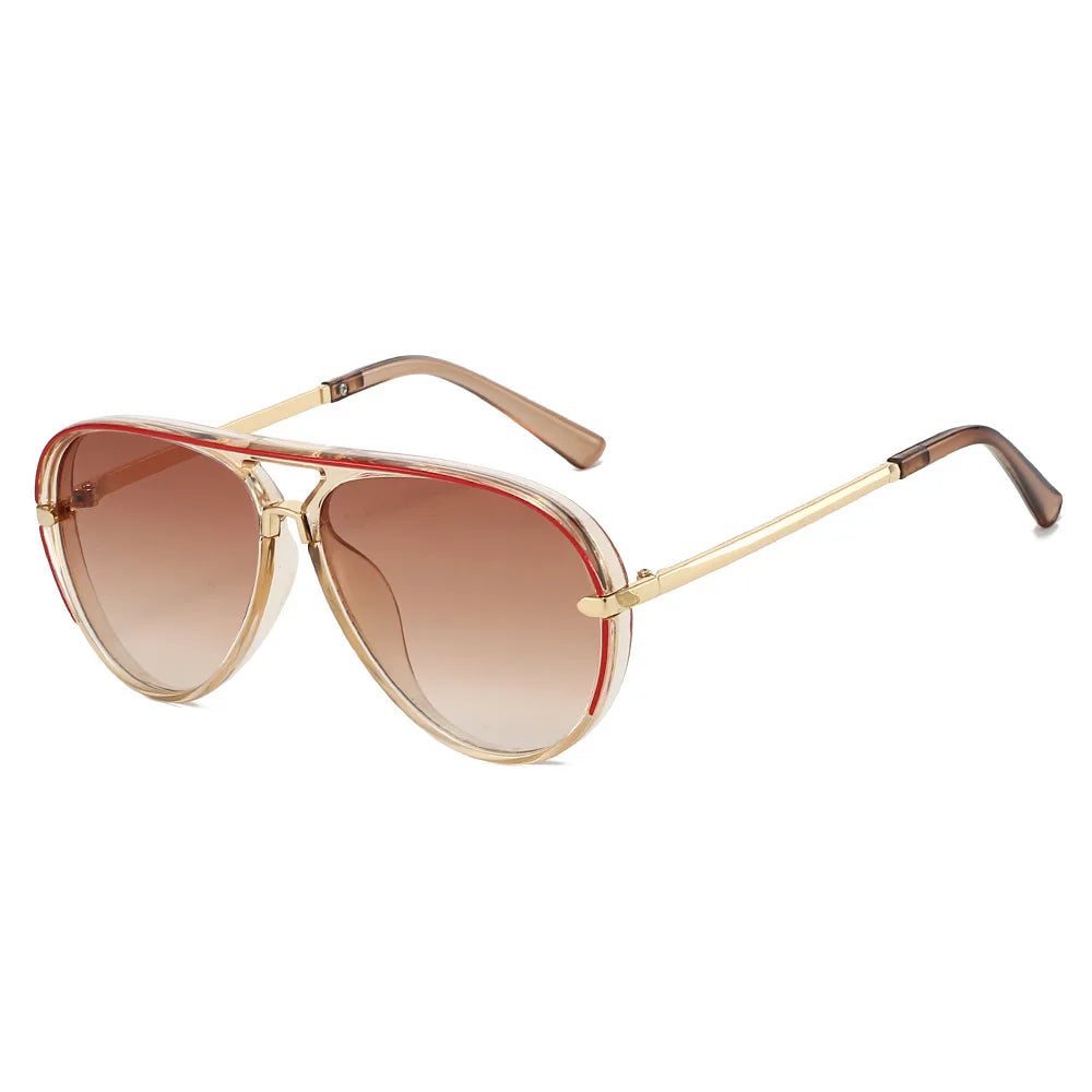 JNPCXI New Fashion Double Bridges Pilot Women Oversized Sunglasses Retro Candy Color Gradient UV400 Men Punk Sun Glasses