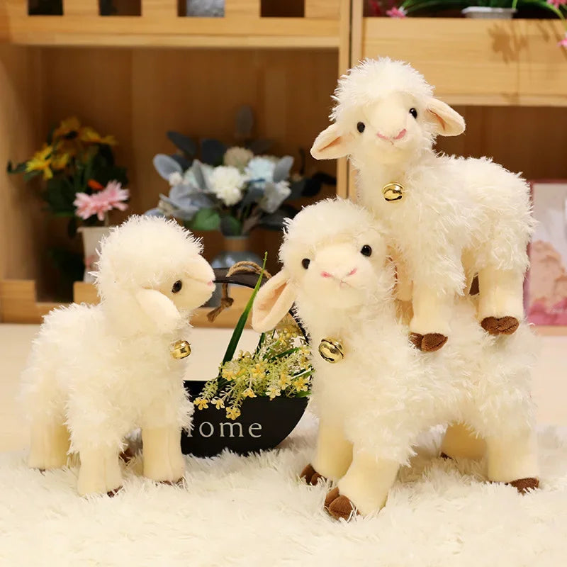 Hot Sale Lovely Gentle Golden Bell Baby Lamb Plush Toys Lifelike Fluffy Standing Lamb Doll Pretty Appease Doll For Children