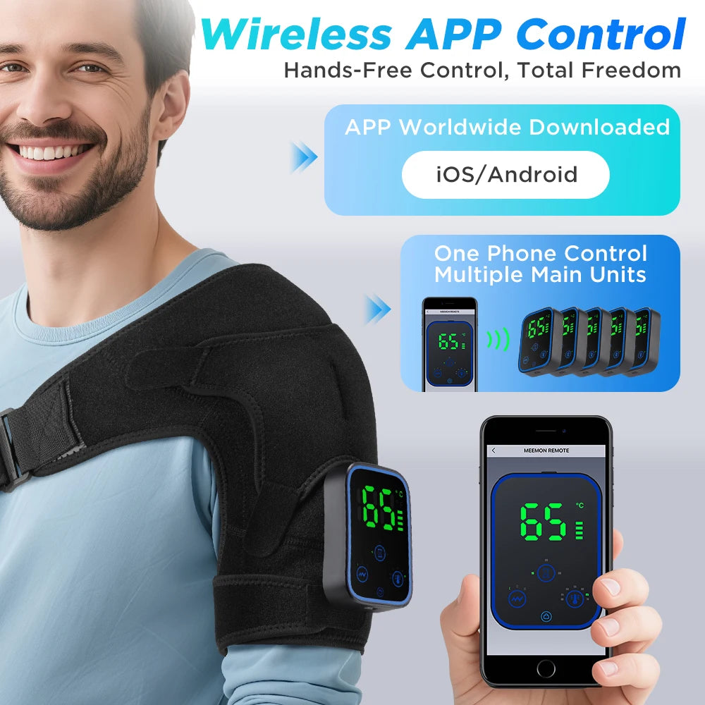 Electric Shouldert Heating Pad Vibration Heated Shoulder Muscle Relax Belt Wireless Mobile Phone Control Shoulder Support Brace