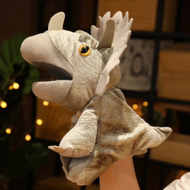 1 pc Dinosaur Plush Hand Puppets Lifelike Triceratop Tyrannosaurus Rex Hand Puppets for Kids Adults Muppets