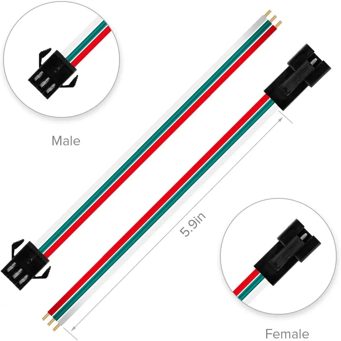 10 Pairs 2/3/4/5pin SM JST 15cm Cable Female/Male Connectors for Led Strip RGB 5050 3528 WS2801 APA02 WS2815 WS2813