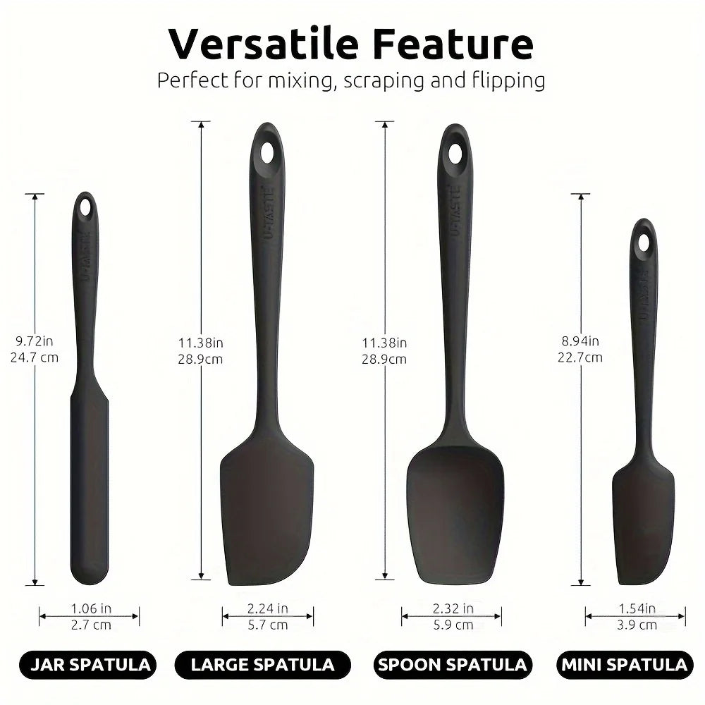 4pcs Heat Resistant Silicone Spatula Set - High-Temperature Flexible Kitchen Tools for Nonstick Cookware,Durable & Easy to Clean