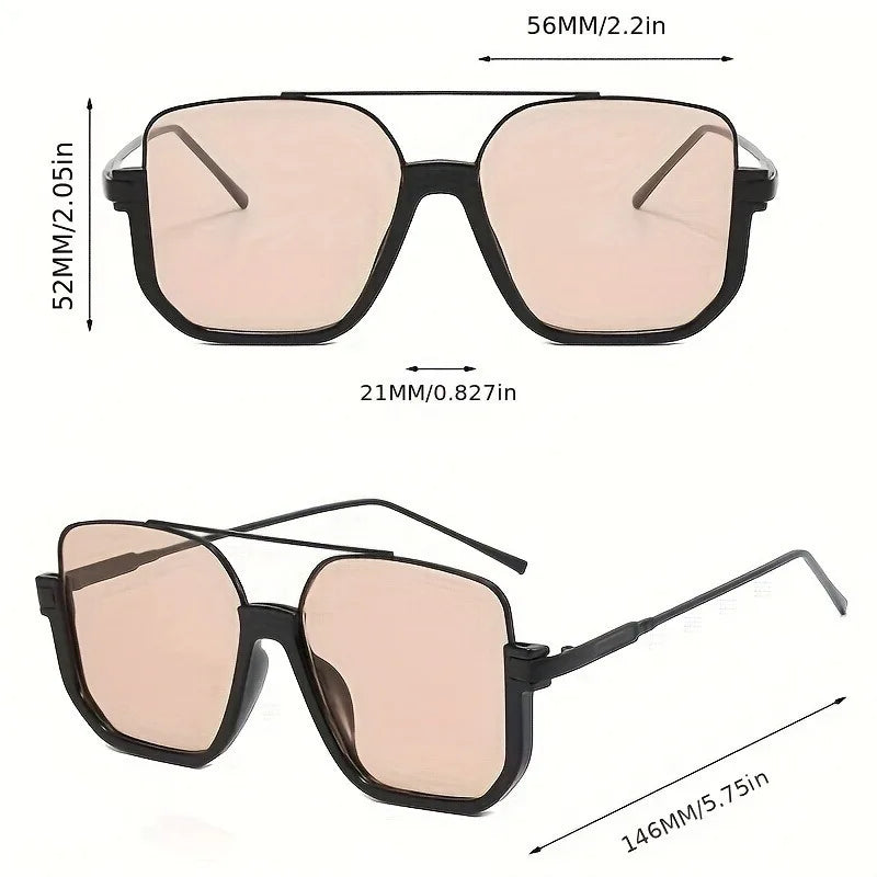 Women's Vintage Rectangular Fashion Glasses Stylish PC Frame with Metal Hinges Casual Streetwear Accessory