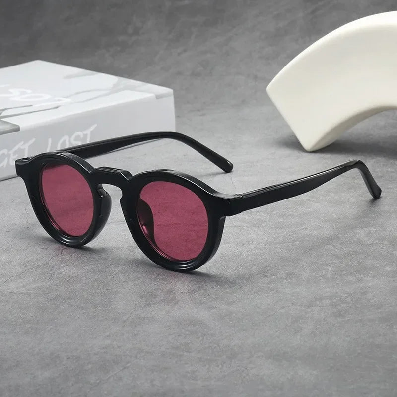 JNPCXI New Round Sunglasses Women Men Punk Shades Retro Trending Sun Glasses Clear Lens Frame UV400 Female