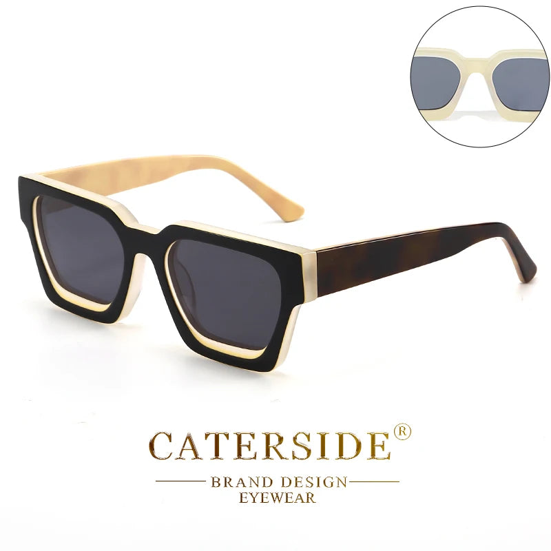 CATERSIDE Retro Polarized Square Sunglasses Men High Quality Acetate Frame Women Sun Glasses Driving Sports Oculos De Sol UV400