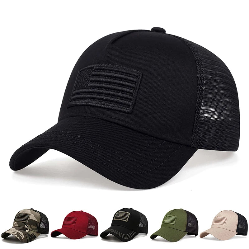 American US Flag Embroidery Baseball Net Caps Season Outdoor Adjust Casual Hats