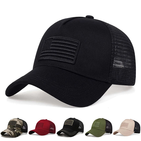 American US Flag Embroidery Baseball Net Caps Season Outdoor Adjust Casual Hats