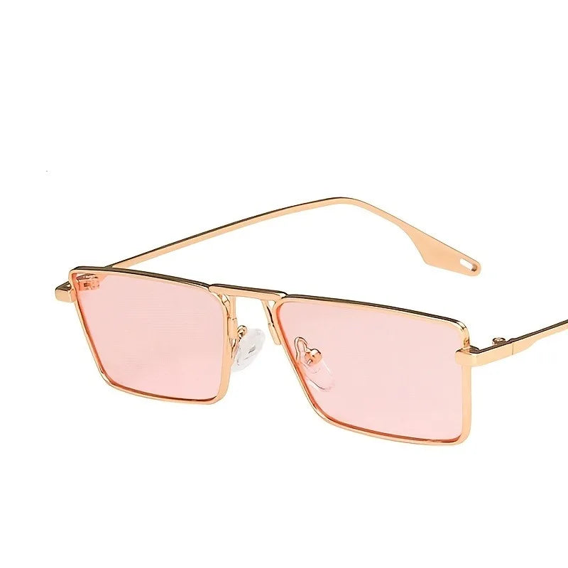Women's Metal Frame Fashion Glasses Rectangular Retro Anti-Reflective Small FrameGolden & Black Options for, & Street Fashion