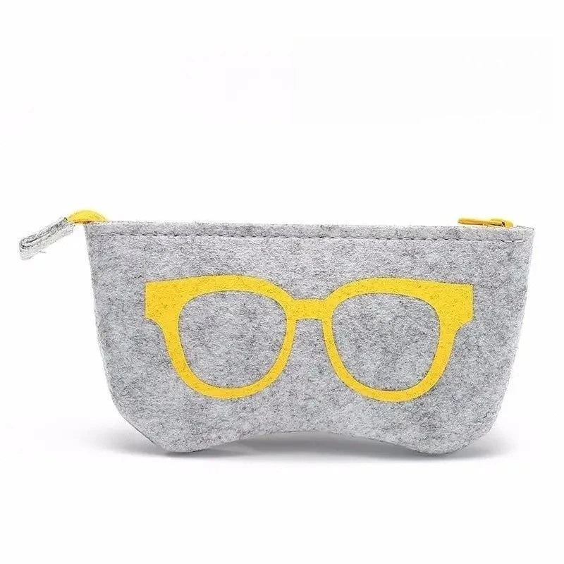 1pc Chic Soft Felt Glasses Pouch,Colorful Eye Design, Portable,Durable Fashion Glasses Case with Zipper Closure for Men & Women
