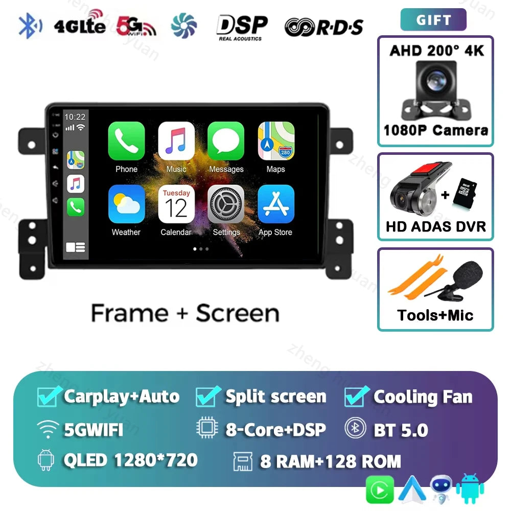 Android 15 CarPlay Auto For Suzuki Grand Vitara 3 2005-2014+ Car Radio Multimedia navigation video DVD Autoradio Stereo 2din 4G+