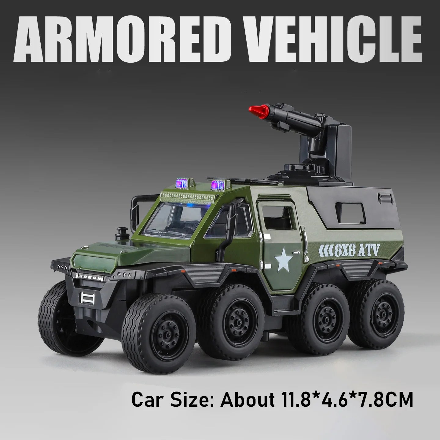 1:36 Conqueror SWAT Armored Vehicle Alloy Diecast Model Toys Car Doors Opened Sound Light Pull Back Cars Festival Gift for Child