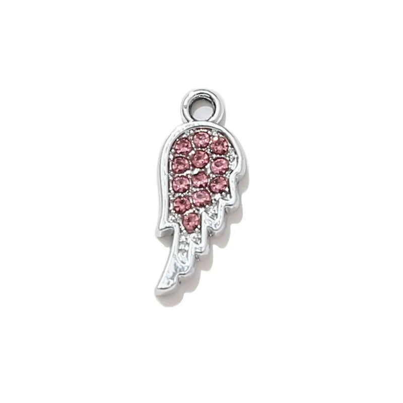 10Pcs Silver Plated Crystal Angel Wings Charm Pendant Jewelry Making Bracelet Necklace Earrings DIY Accessories