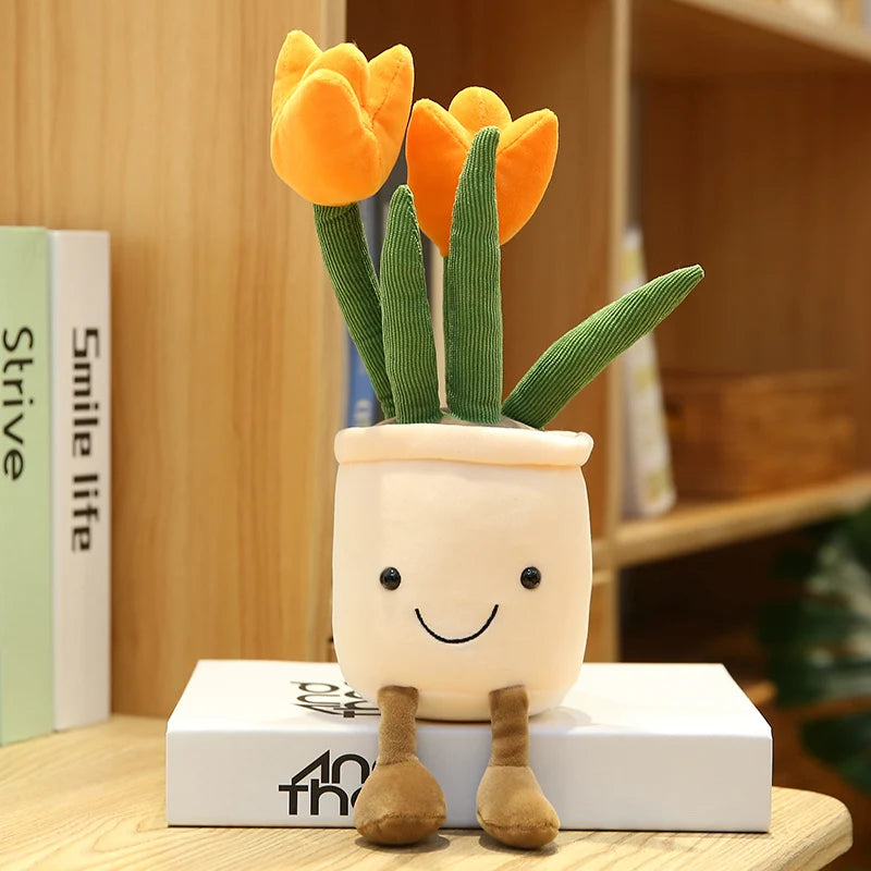 Lifelike Tulip Succulent Plants Plush Stuffed Toys Flower Decorations Floral Bouquet Design  Living Room Decor For Girl Gift