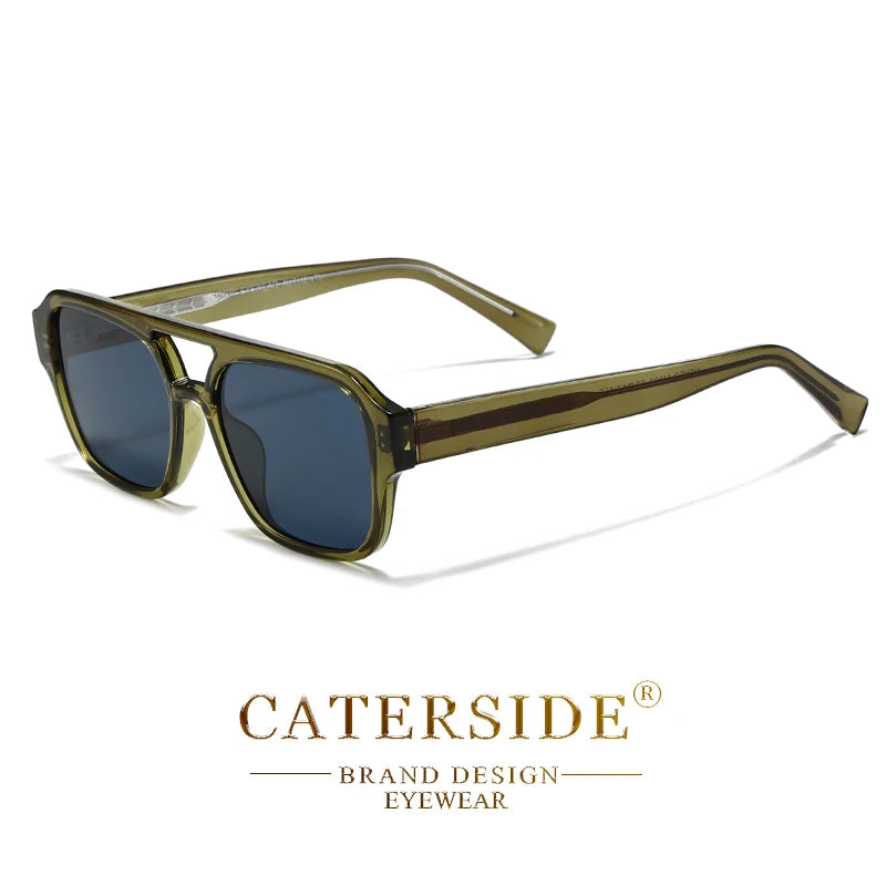 CATERSIDE Classics Men Sunglasses Flat Top Double Bridges Design Sun Glasses Woman Outdoor Travel Beach Ideal Choice for Gifts