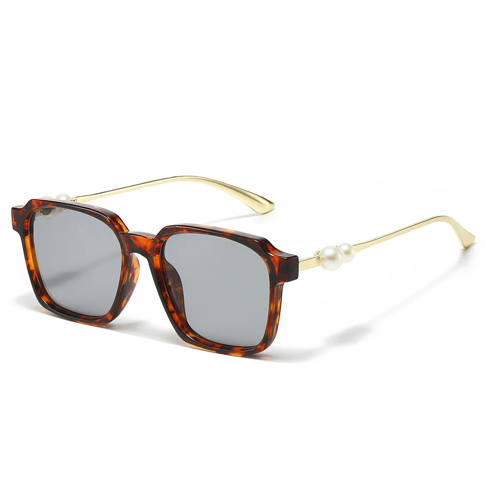 JNPCXI New Luxury Square Pearl Decorated Women's Sunglasses Fashionable UV400 Casual Sun Glasses