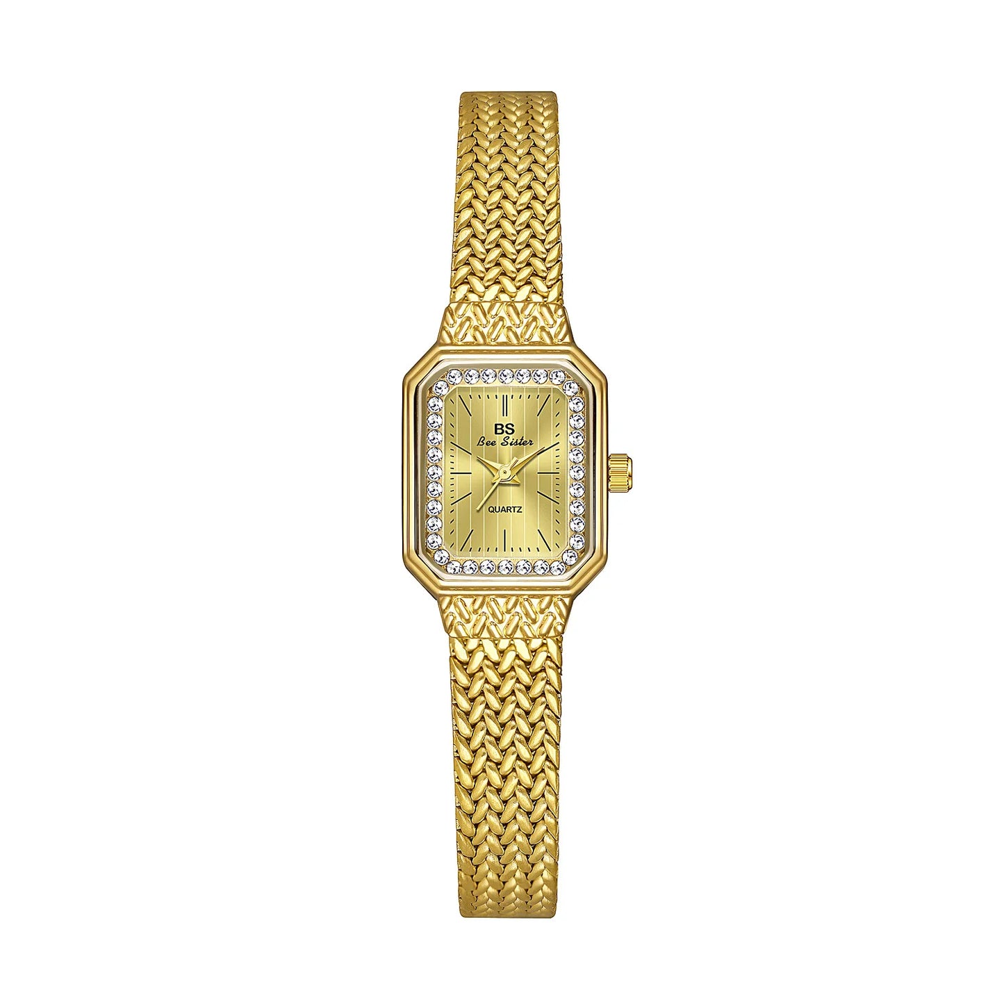 Luxury Fashion Watches For Womens Gold Classic Square Rhinestone Ladies Watch Quartz Waterproof Wristwatches Women Dress Clock