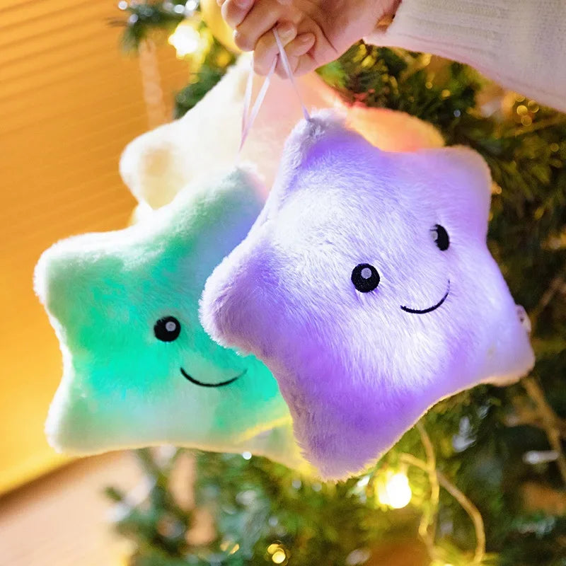 Tie-Dye Rabbit Fur luminous Star Plush Toys Cartoon Lovely Colouful Shiny Star Stuffed Dolls Soft Homedecor Sleeping Pillow