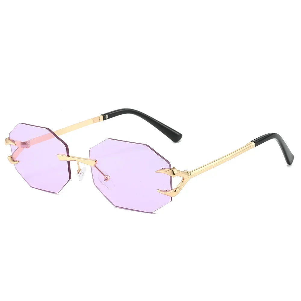 JNPCXI Retro Sunglasses Women Fashion Rimless Sun Glasses Men Shades Cutting Lens Ladies Frameless Eyeglasses