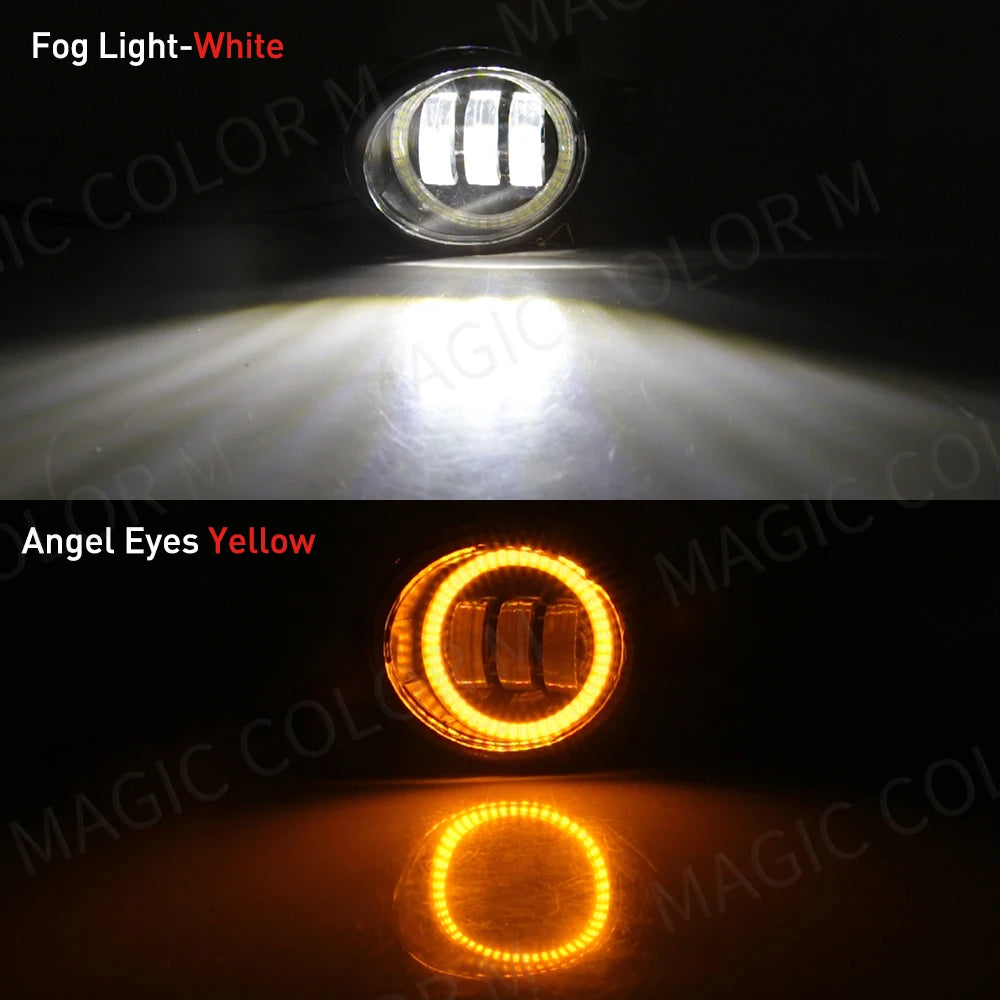 2 X Angel Eye Fog Light Assembly For Nissan X-Trail Rogue T32 2014 2015 2016 Car LED Lens Fog Daytime Running Lamp DRL H11 12V