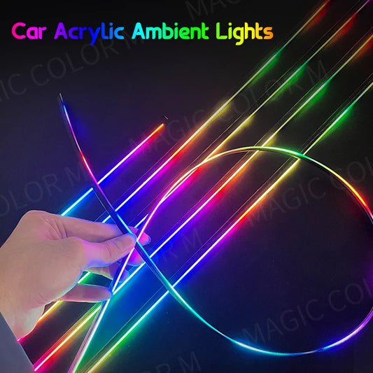 18 in 1 Car Ambient Light 64 Color Acrylic Strips 110cm 90cm 75cm 35cm 20cm Full Colors RGB Car Interior Bluetooth App Control