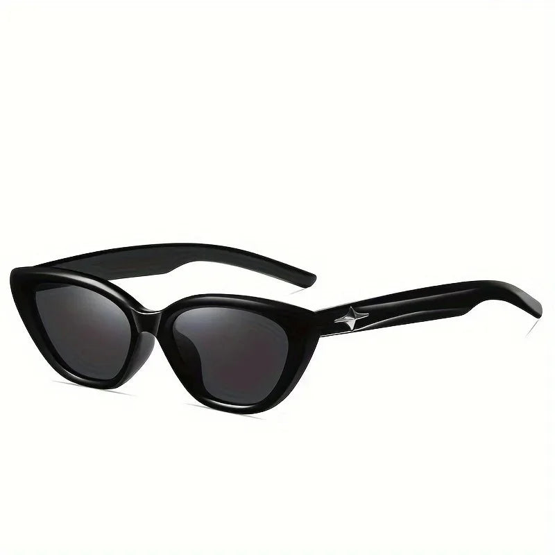 1pc Y2K Cat Eye Fashion Glasses, Anti-Reflective Plastic Frame, Star Punk Design,