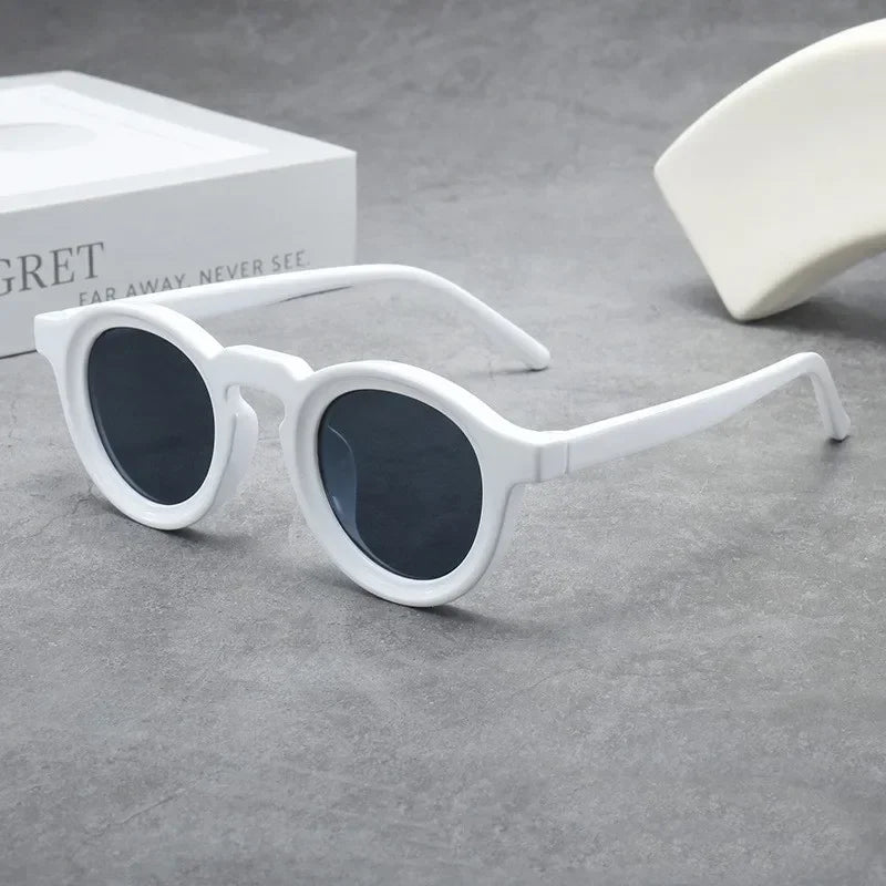 JNPCXI New Round Sunglasses Women Men Punk Shades Retro Trending Sun Glasses Clear Lens Frame UV400 Female