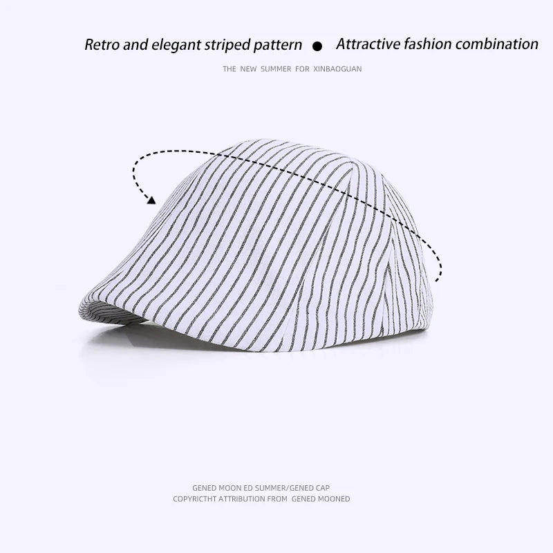 6160-Newsummerwomensartisticstripedpainterhat-children'sspring/summeroutdoorcasualforwardhat-high-endstylethatmakestheacelooksma