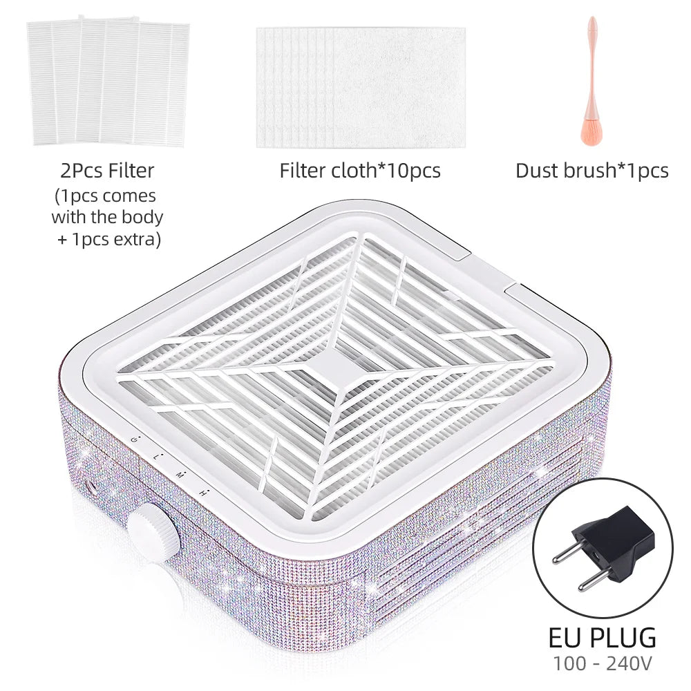 120W Powerful Nail Dust Collector With 2 Filter Super Suction Brushless Nail Dust Extractor Nail Art Manicure Fan Vacuum Cleaner