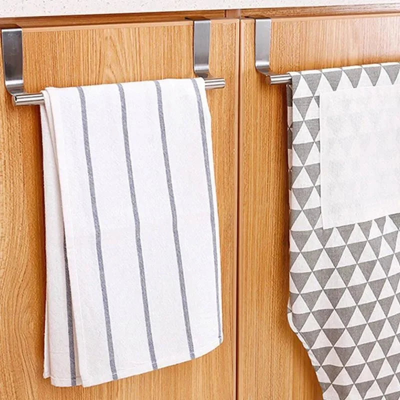 1pc Stainless Steel Towel Rack Bathroom Towel Holder Stand Kitchen Cabinet Door Hanging Organizer Shelf Wall Mounted Towel Bar