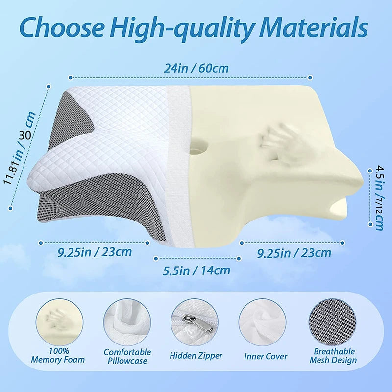 1pc Memory Foam Cervical Pillow, 2in1 Ergonomic Orthopedic Pillows for Neck Pain