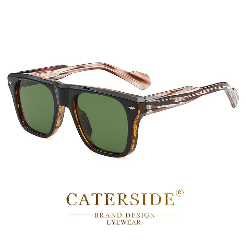 CATERSIDE Retro Sunglasses Men's Large Frame Propionic Core Insert Temple Sun Glasses Women's Party Outdoor Travel Eyewear