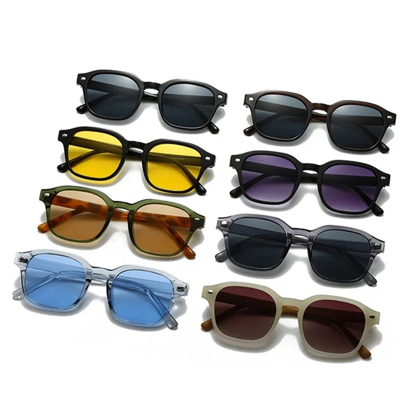 JNPCXI New Square Sunglasses Women Fashion Green Leopard Gradient Shades UV400 Retro Men Sun Glasses
