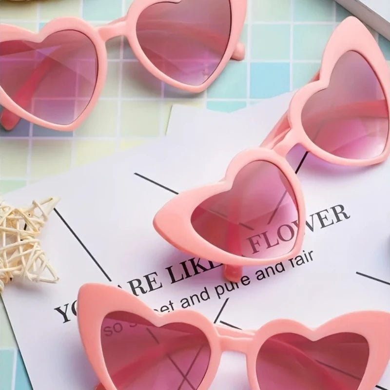 12 Piece Set of Pink Heart-shaped Glasses Suitable for Women Retro Retro Glasses with Heart-shaped Design Perfect for Parties