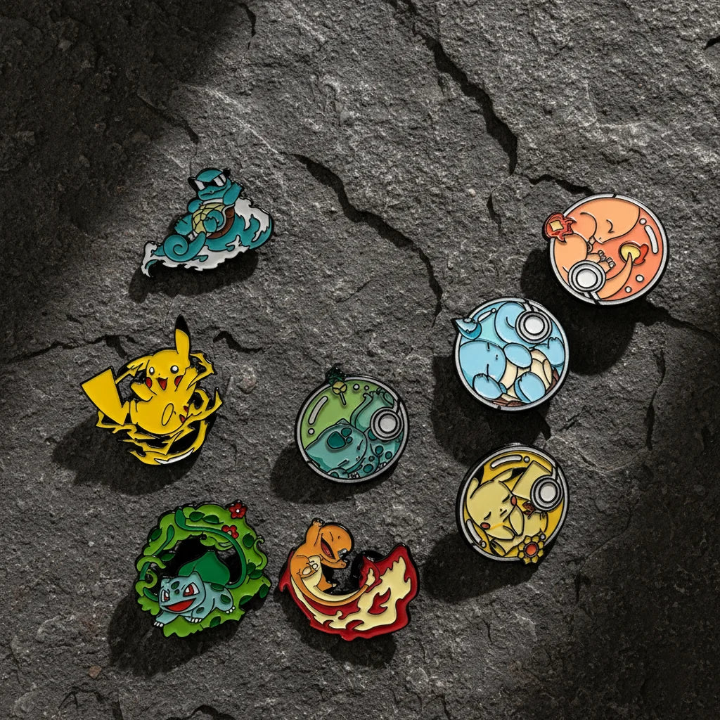 8 Pcs Anime The Pokemon Cartoon Brooch Christmas Character Enamel Pin Backpack Clothing Jewelry Metal Badge Accessories Gift