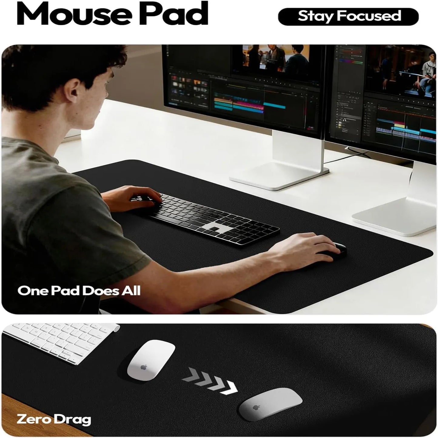 Leather Office Desk Pad Protector,Large Mouse Pad,Non-Slip,PU Leather,Laptop Desk Blotter,Waterproof Writing Pad for Office/Home