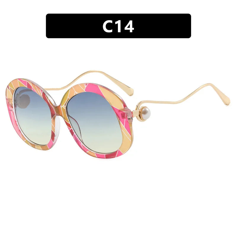 JNPCXI Vintage Round Women Luxury Sunglasses Fashion Pearl Design Glasses Frames UV400 Female Spectacles Frame
