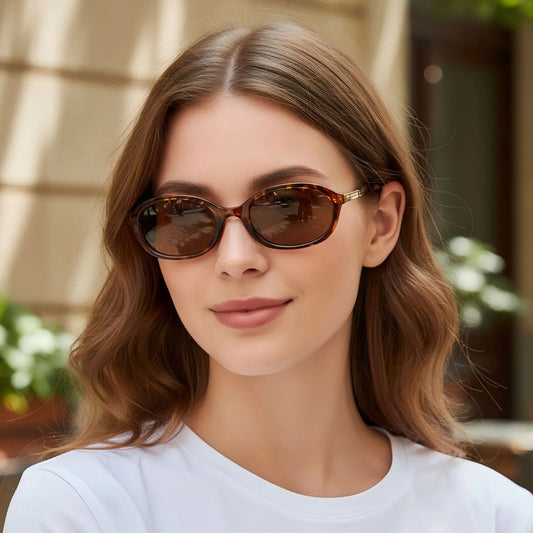 JNPCXI New Oval Sunglasses Women Punk Gradient Shades UV400 Men Trending Leopard Tea Sun Glasses