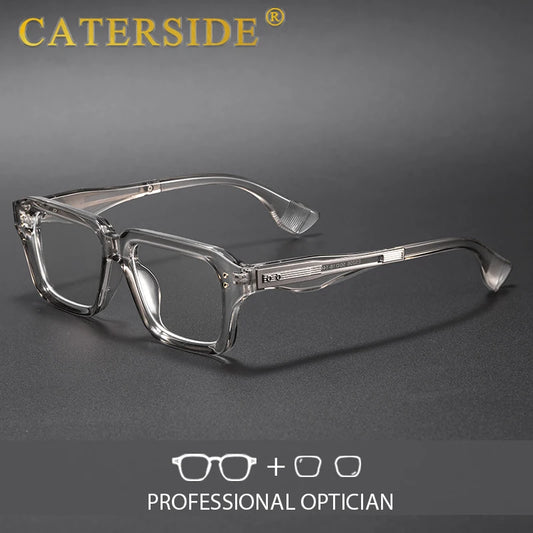 CATERSIDE Fashion Men's Optical Eyeglass Brand Unique Temple Design Customized Prescription Glasses Women's Daily Eyewear