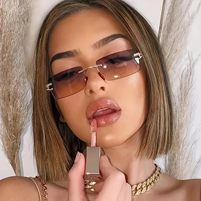Stylish Frameless Gradient Fashion Glasses for Women - Chic Everyday Eyewear  Perfect for Fashion Statements And Everyday Wear