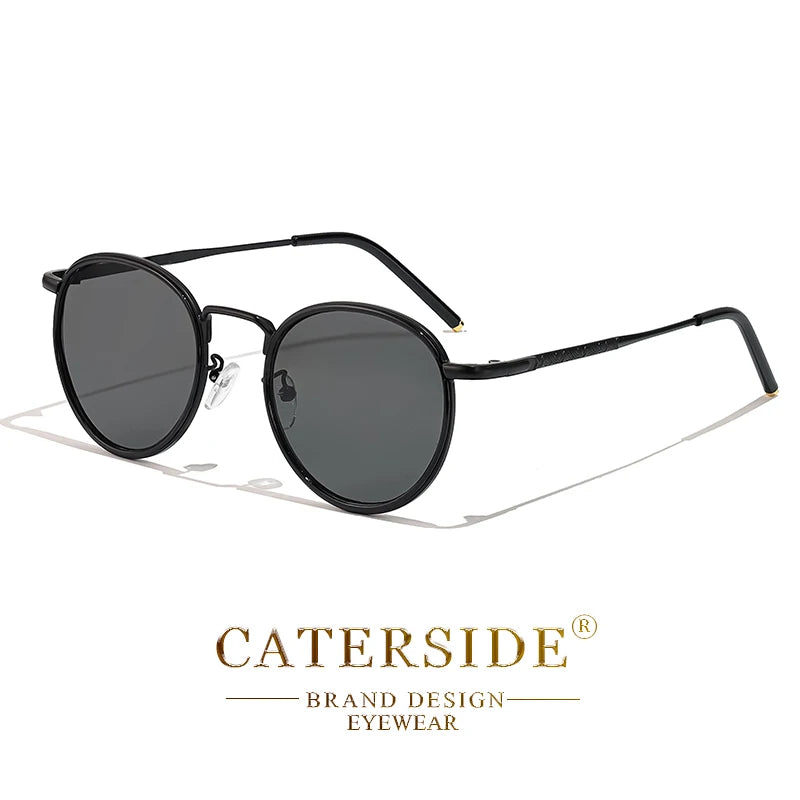 CATERSIDE Retro Round Sunglasses Men's Punk Metal Frame Brand Design Sun Glasses for Women's Party Travel Eyewear Business UV400