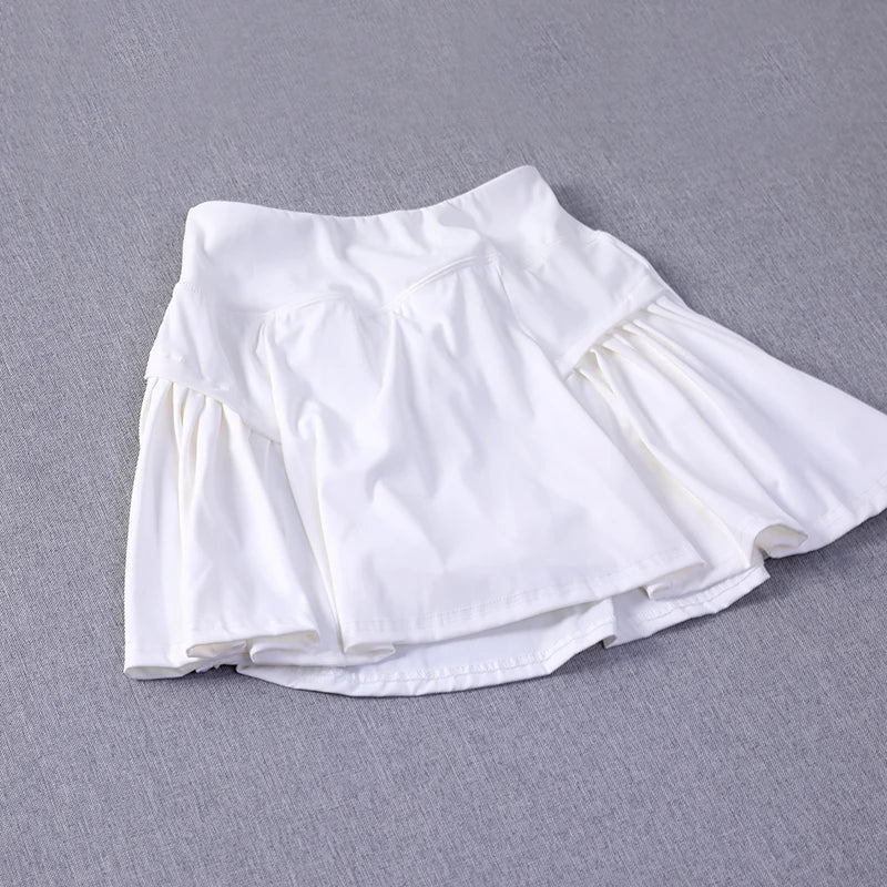 2024 new Exercise Loose Comfortable Quick Dry Running Fitness Double Layers Frills Pleated Golf Tennis Skirts