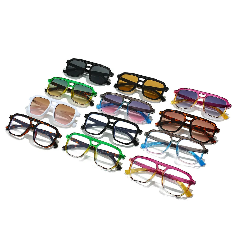 JNPCXI New Vintage Double Bridges Pilot Women Sunglasses Fashion Gradient Purple Shades UV400 Men Trending Sun Glasses