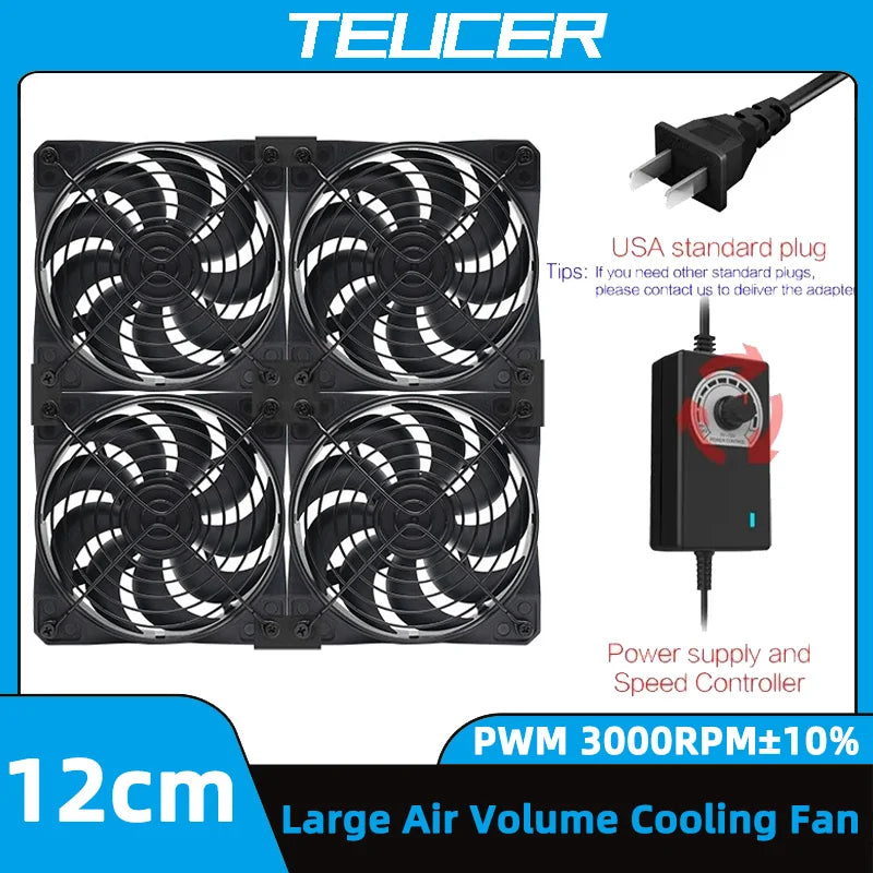 EU Plug 120mm 3000RPM Cooling Fan 12V/220V Mining, Server, Cabinet, Workstation